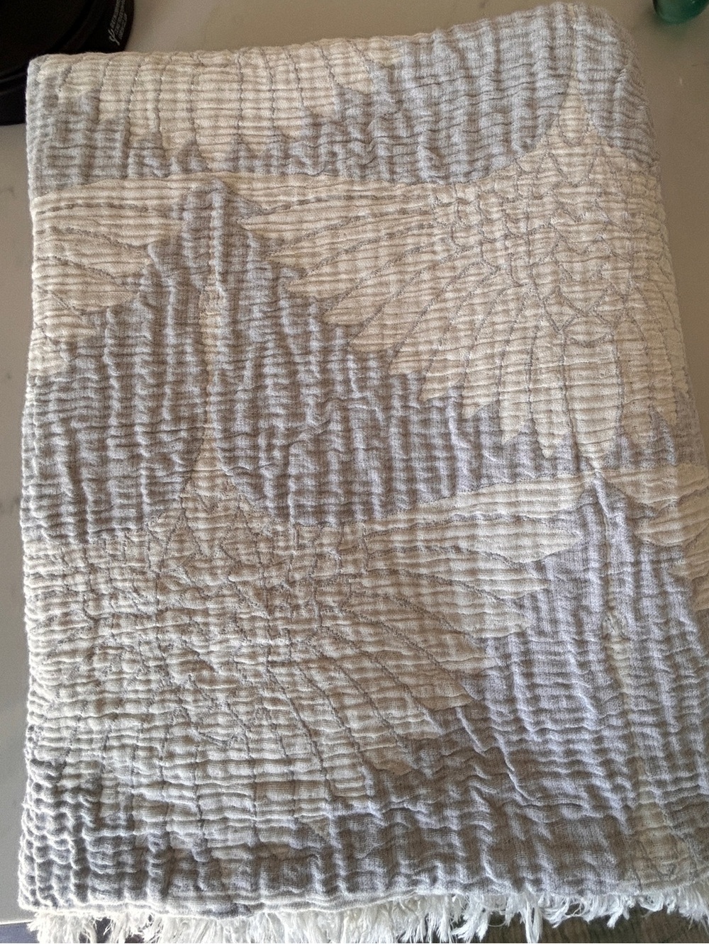 Modern Genevieve Gorder Anthro Feathered Flock Throw XL Silver Gray + Cool White - Picture 15 of 16